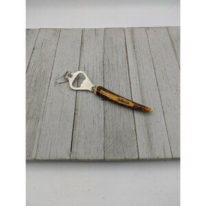 Vintage Can Tapper Bottle Jar Opener Lid Lift Church Key Faux Antler Handle 7"